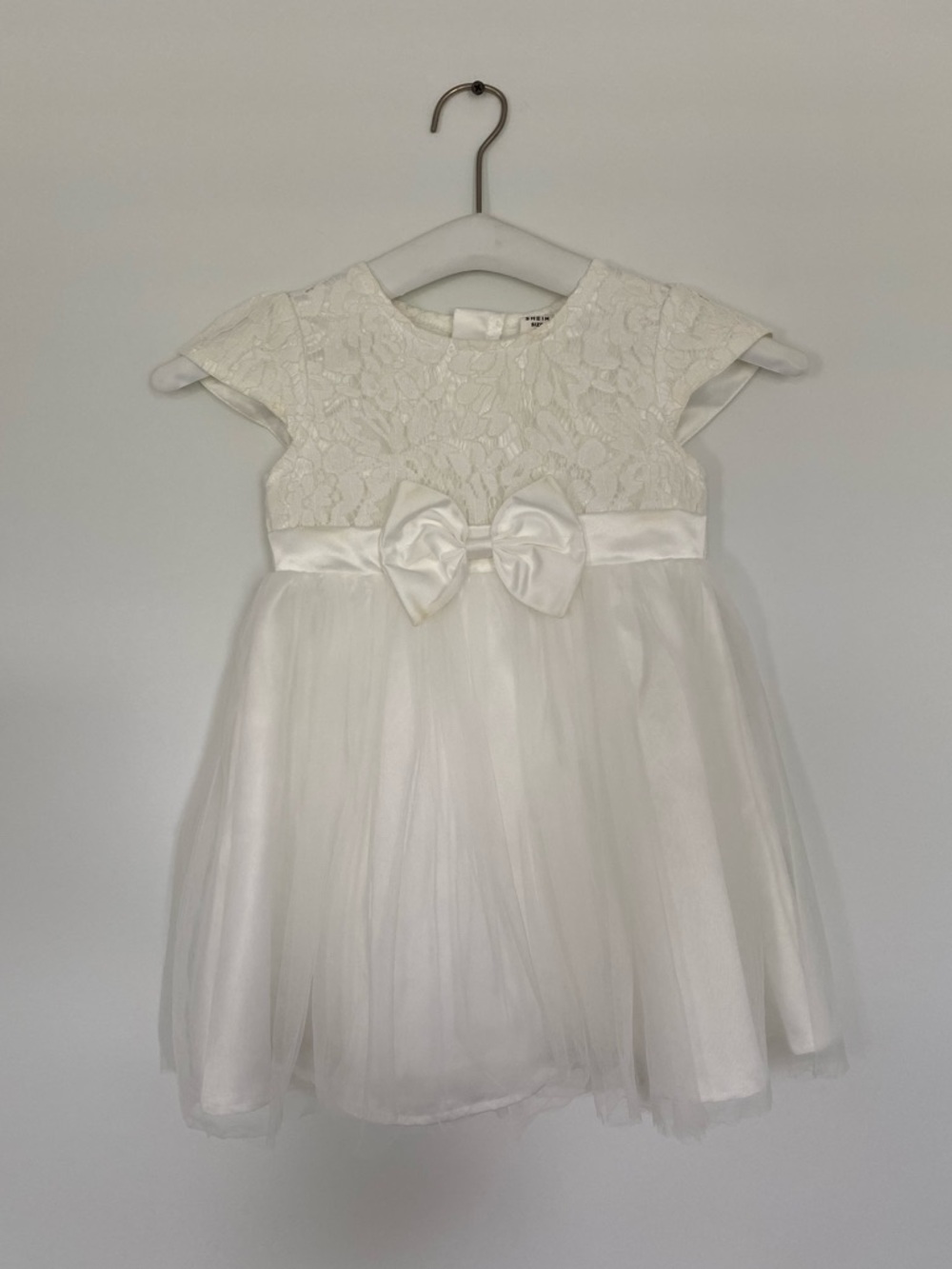 SHEIN White Lace Tulle Flower Girl Dress